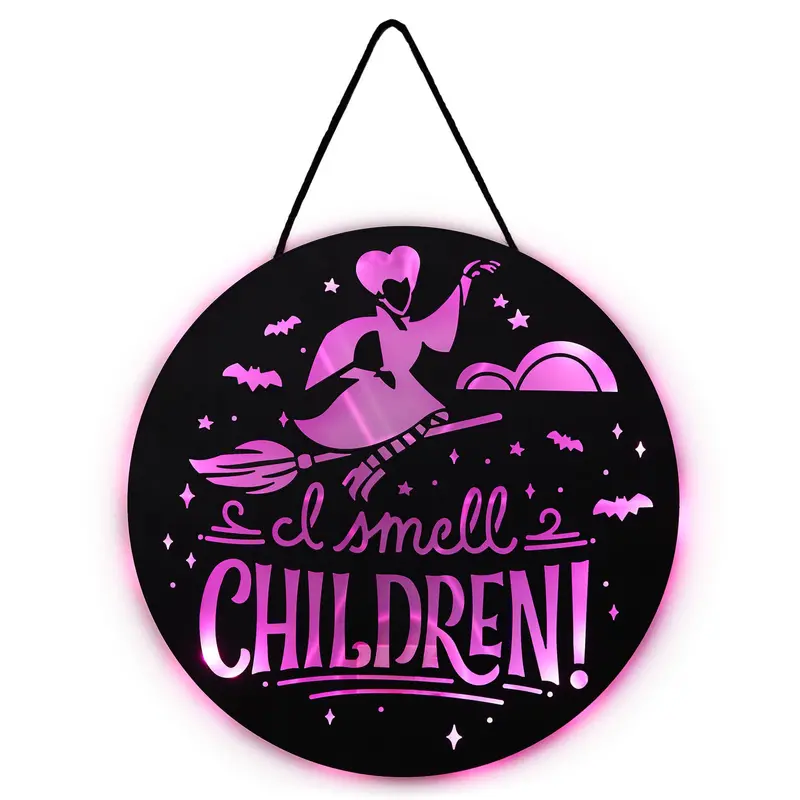 Hallmark Disney Hocus Pocus Porch Decor – 'I Smell Children' Light-Up Halloween Accent 1