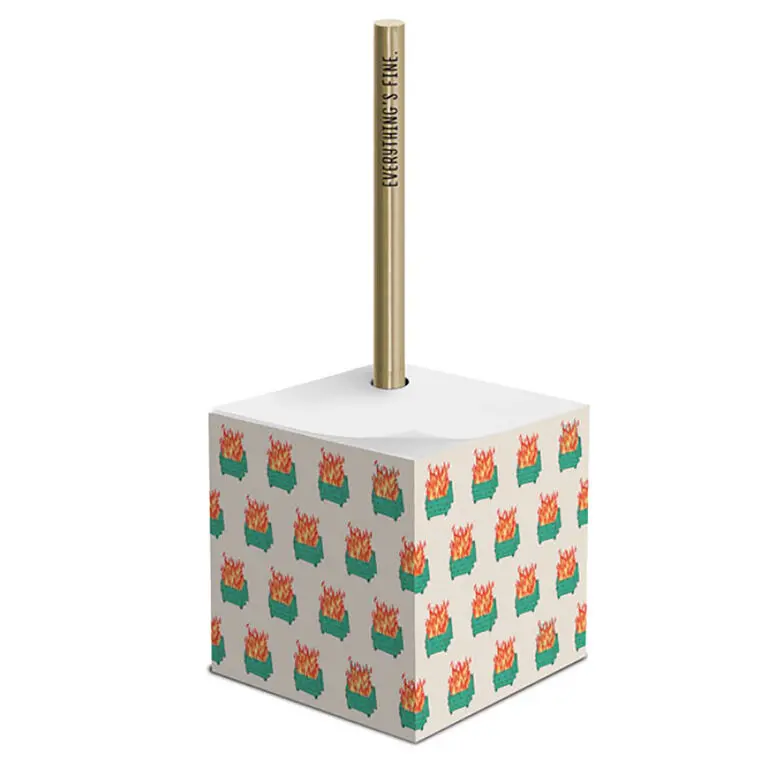 Hallmark Shoebox 'Everything'S Fine' Note Cube & Pen Set 1