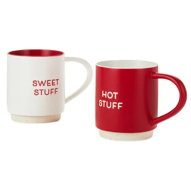 Hallmark Sweet Stuff & Hot Stuff Stackable Ceramic Mug Set – 2-Piece 1