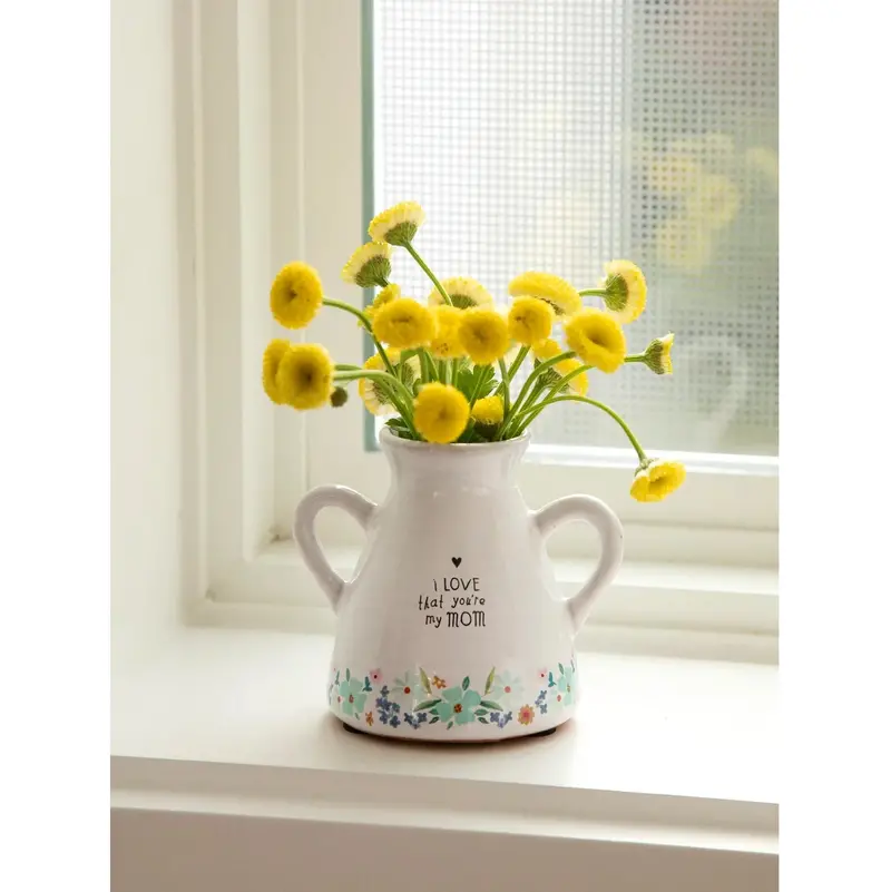Handcrafted Bud Vase – 'I Love That You Are My Mom' Sentimental 3.5-Inch Ceramic Container 1