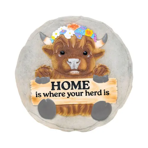 'Home Is Where Your Herd Is' Cow Design Garden Stepping Stone (9.5") 1