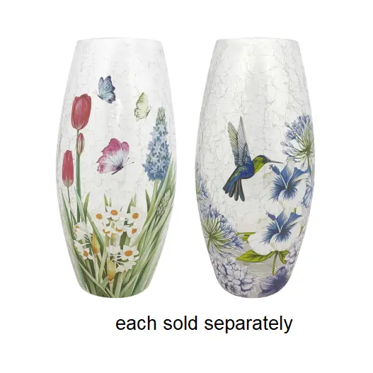 Hummingbird Or Butterfly Led Lighted Glass Vase – 4.5" X 8.9" Illuminated Decor 1