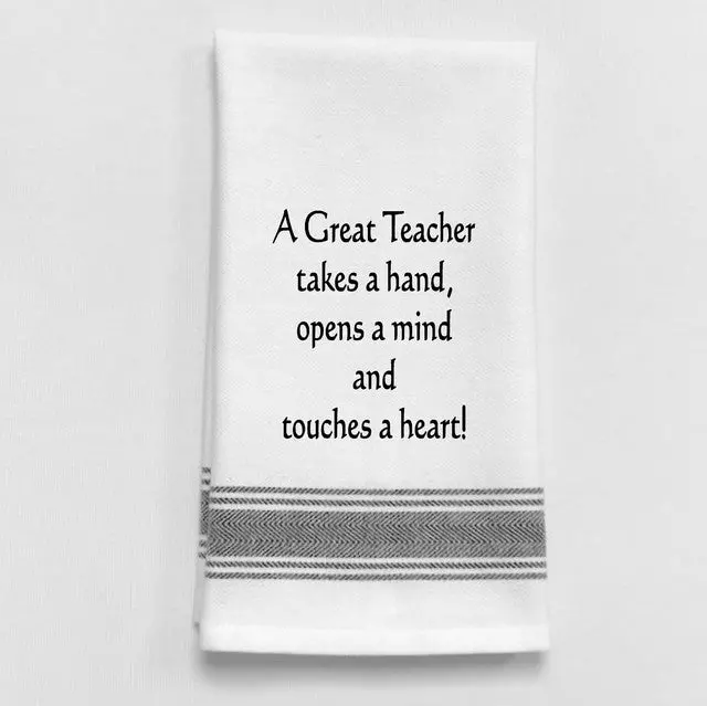 Inspirational Teacher-Themed Kitchen Towel – 'A Great Teacher Changes Lives' 1
