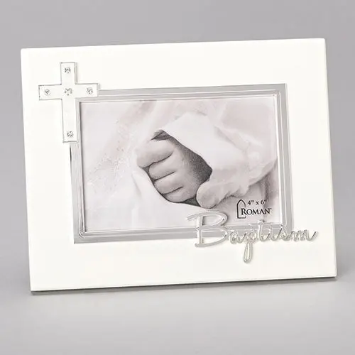 Ivory And Silver Baptism Frame – Elegant 4X6 Photo Display For Celebrating Faith 1