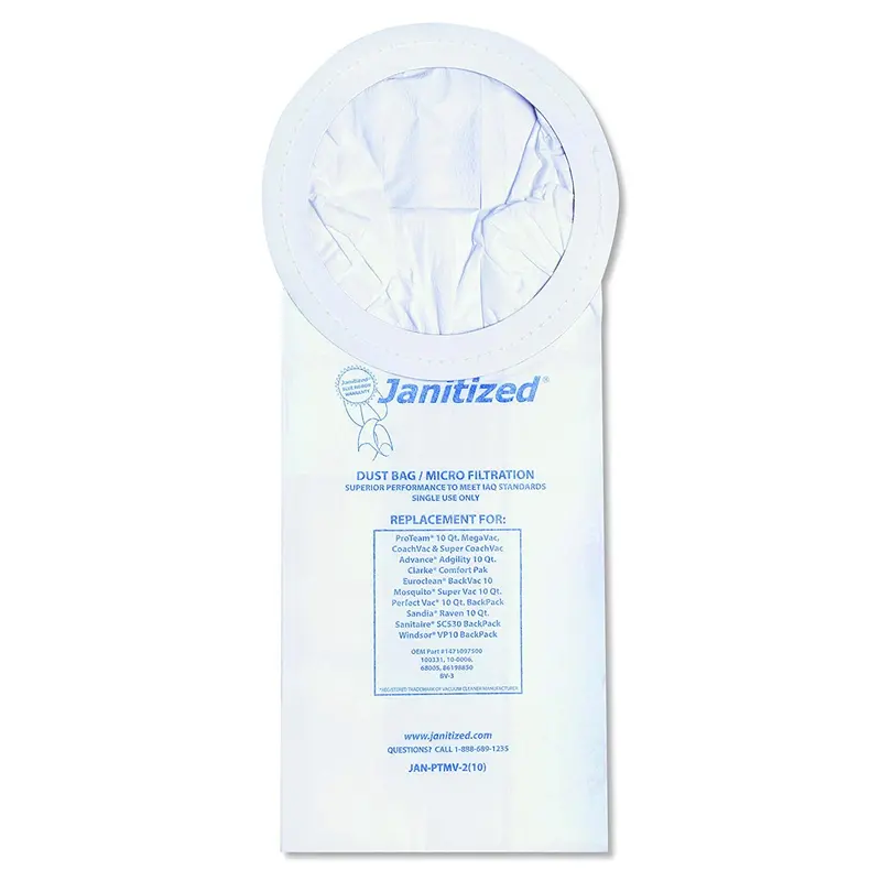 Janitized Janptmv2 High-Capacity Filter Bags For Proteam 10 Qt. Backpack Vacuums — Case Of 100 1