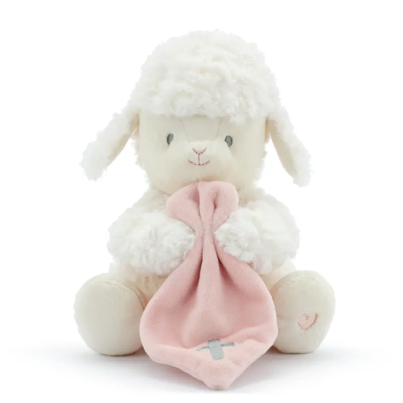 'Jesus Loves Me' Musical Lamb Toy With Soft Pink Blanket 1