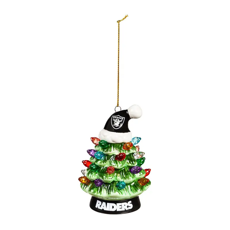 Las Vegas Raiders Led Christmas Ornament – Team Santa Hat Design (4") 1