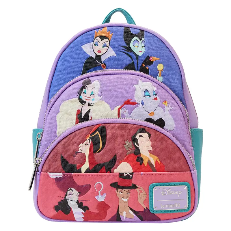 Loungefly Disney Villains Color-Blocked Triple-Pocket Mini Backpack 1