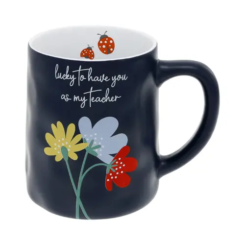 'Lucky To Have You As My Teacher' Floral & Ladybug Design Mug – 17 Oz 1