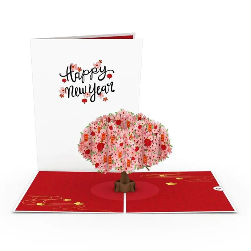 Lunar New Year Cherry Blossom 3D Pop-Up Celebration Card 1