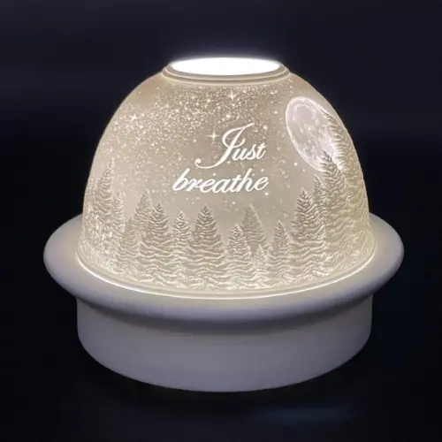 Luumii Calming Light With Timer Base – ‘Just Breathe’ Laser-Cut Dome Design 1