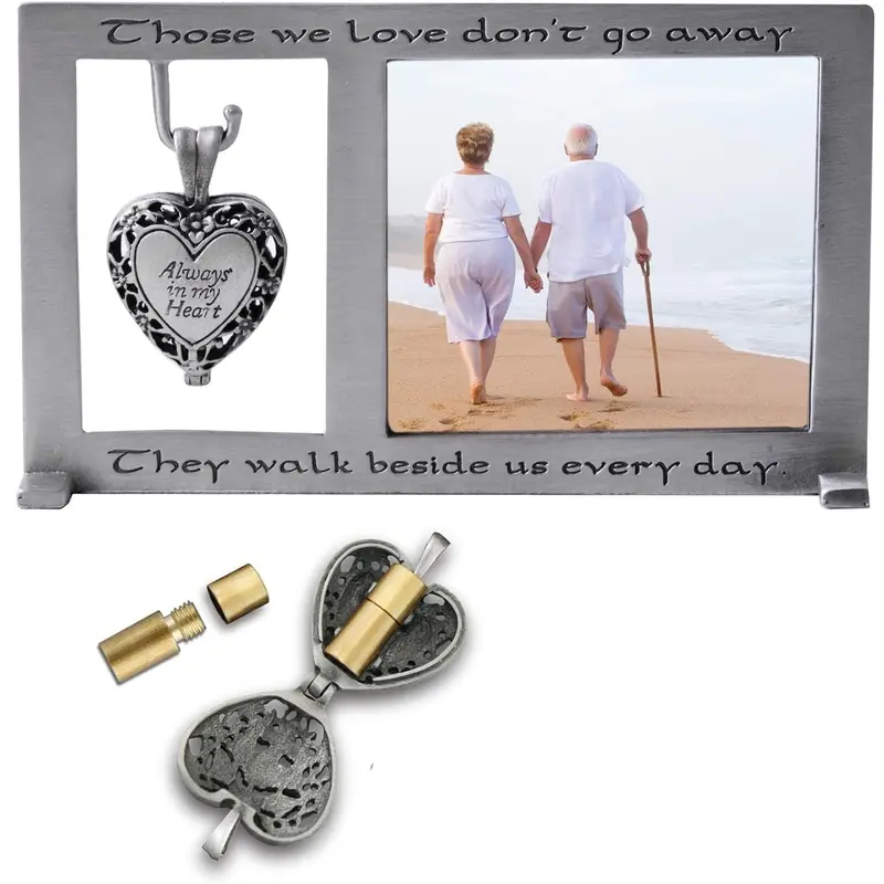 Memorial Heart Locket Frame For Ashes – 'Those We Love Don'T Go Away' 1