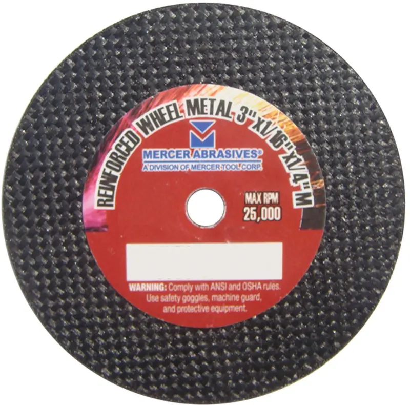 Mercer Abrasives 3" Fully Reinforced High-Speed Cut-Off Wheel – 1/32" Thickness, 1/4" Arbor 1