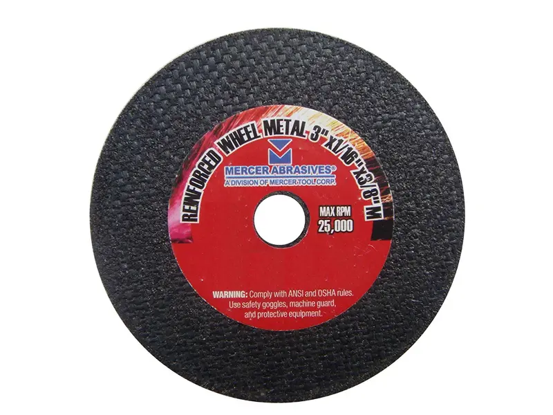 Mercer Abrasives 3" High-Speed Reinforced Cut-Off Wheels – 1/16" X 3/8" Arbor, 100-Pack (613080-100) 1