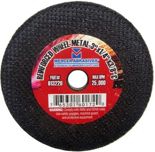 Mercer Abrasives 3" × 3/16" × 3/8" High-Speed Reinforced Cut-Off Wheels – 25-Pack 1