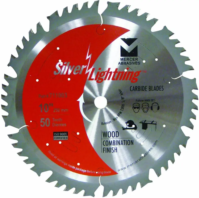 Mercer Industries 10" Atb Carbide Wood Blade – 50-Tooth Combination Finish, 5/8" Arbor 1
