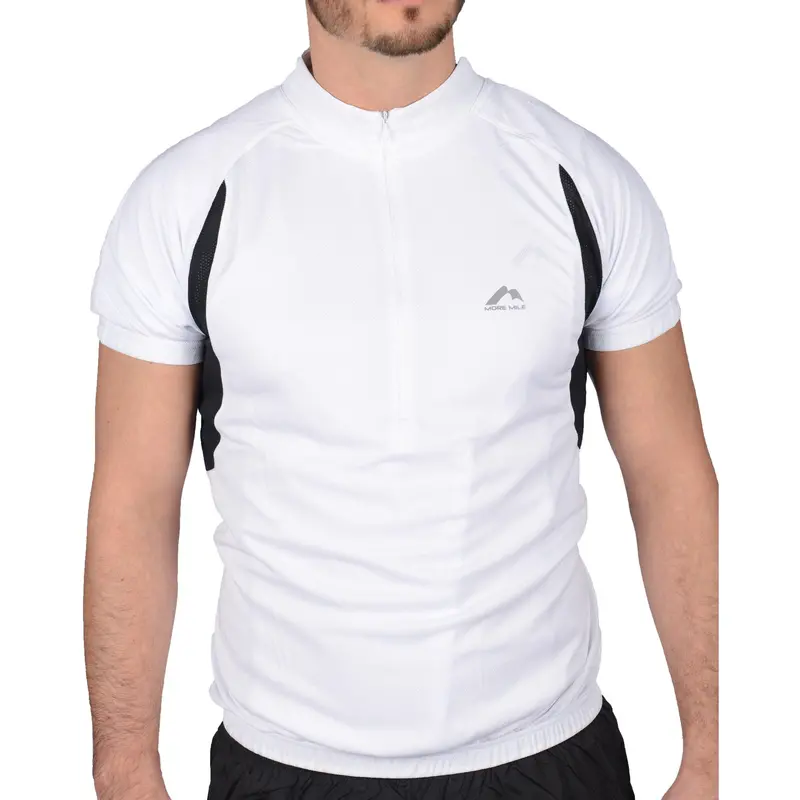 More Mile Performance Half-Zip Cycling Jersey – Classic White 1