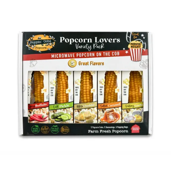 Movie Night Popcorn On The Cob Variety Gift Set – 5 Flavors, 14 Oz 1