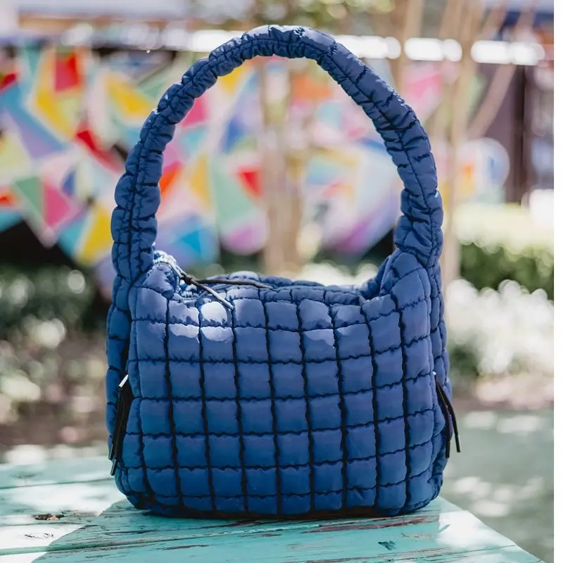 Navy Oversized Quilted Hobo Tote Bag By Katydid 1