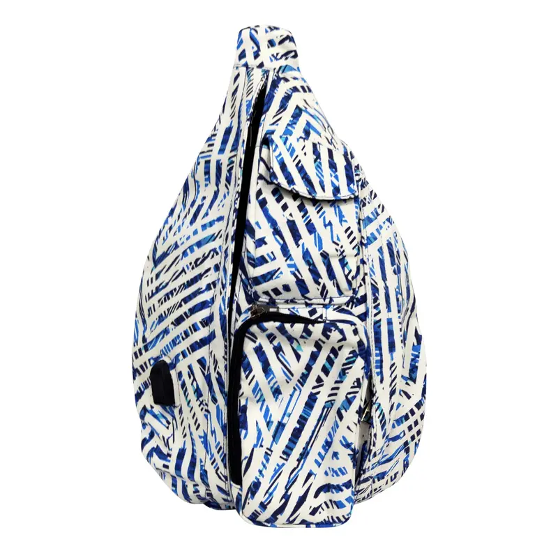 Nupouch Blue Geometric Print Anti-Theft Backpack – Stylish Secure Rucksack 1