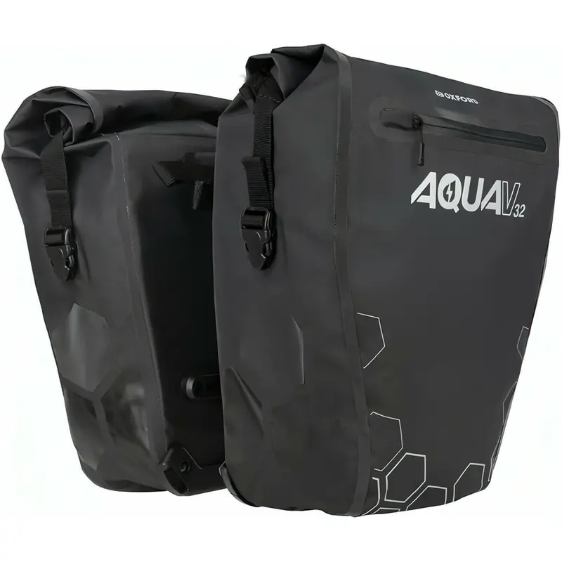 Oxford Aqua V 32L Dual Compartment Bike Pannier Set – Black 1