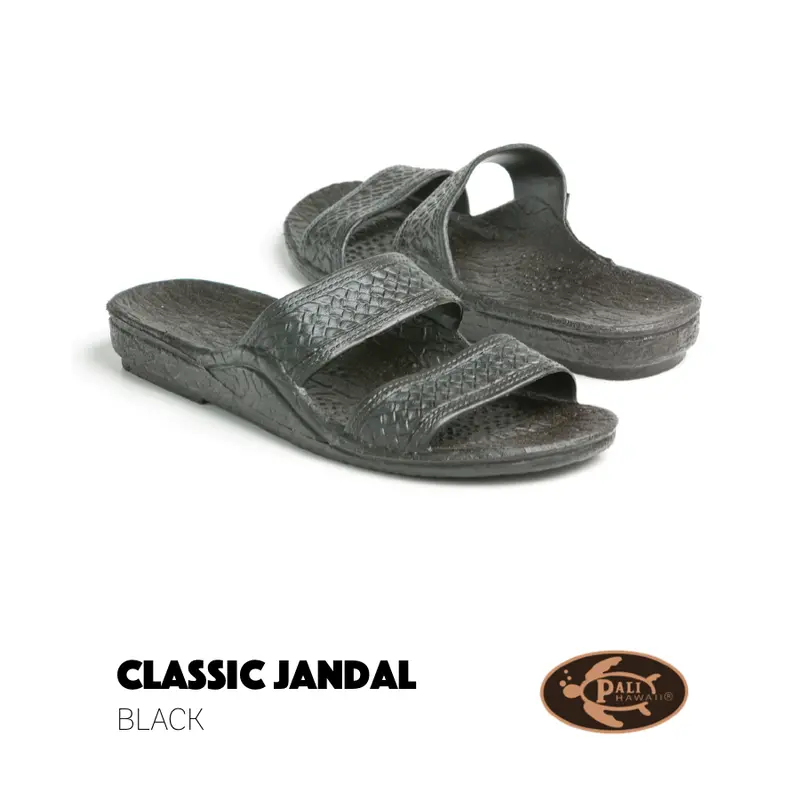 Pali Hawaii Black Classic Jandal Sandals – Two-Strap Unisex Footwear 1