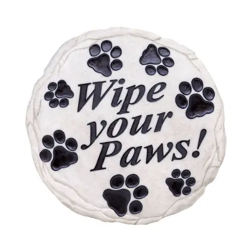 'Paw Prints: Wipe Your Paws' Pet-Friendly Garden Stepping Stone (9.5") 1