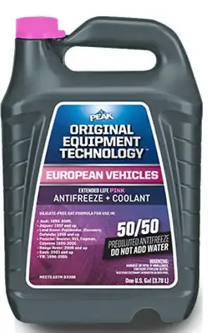 Peak Oem European Formula Antifreeze/Coolant – Pink 50/50 Pre-Mixed Formula 1