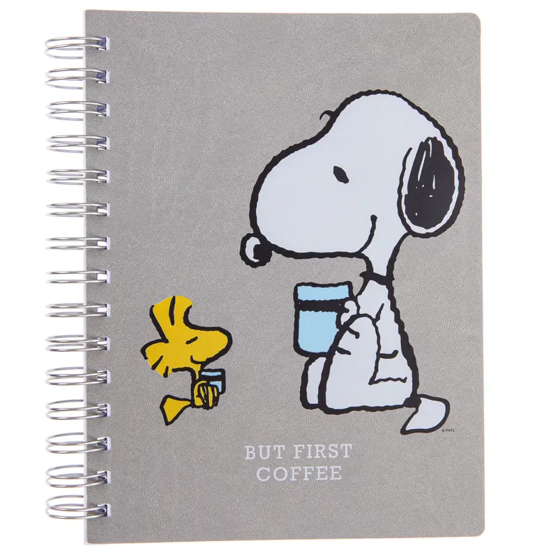 Peanuts Snoopy & Woodstock 'But First, Coffee' Vegan Leather Journal (6" × 8") 1
