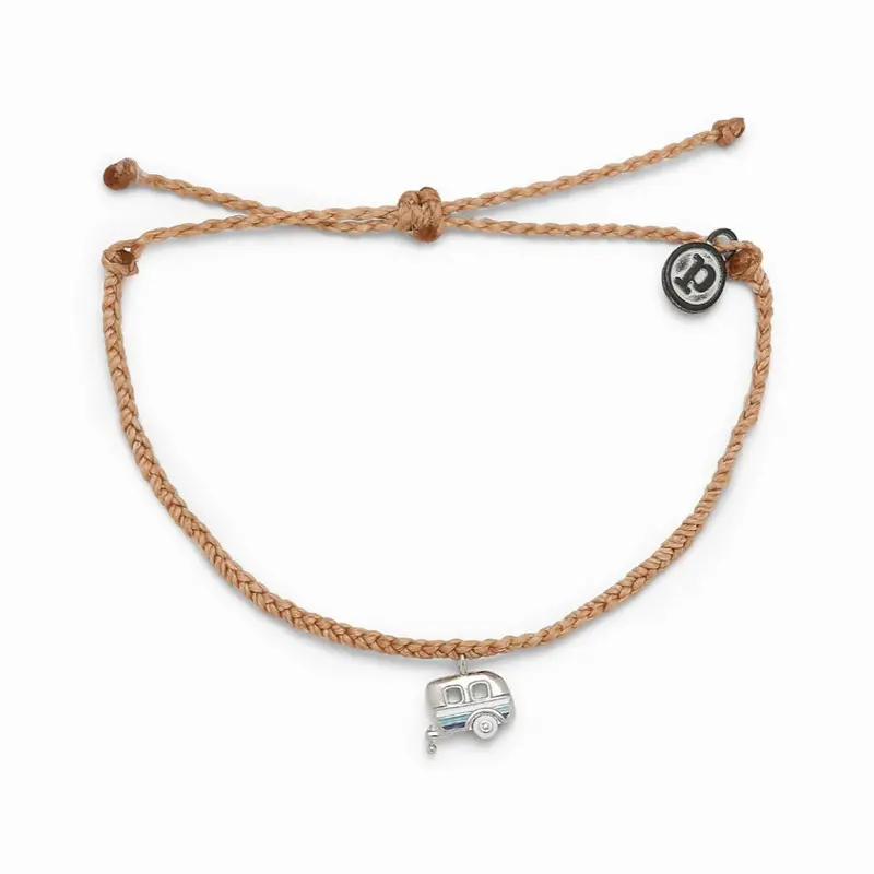 Pura Vida 'Cafe De Leche' Adjustable Bracelet With Silver Happy Camper Charm 1