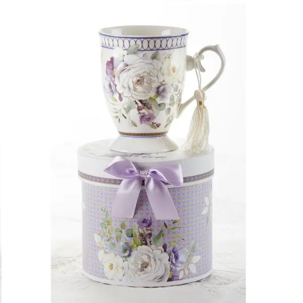 Purple Elegance Porcelain Tea Mug – Handcrafted Ceramic Cup With Premium Gift Packaging 1