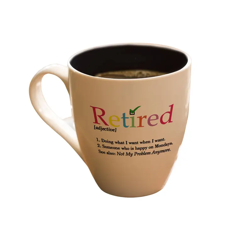 'Retired Definition' Ceramic Coffee Mug – 17 Oz 'O Java' Gift Box Set 1