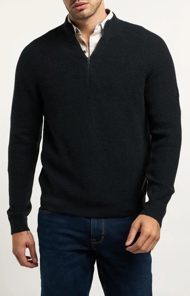 Rhone Walden Quarter-Zip Waffle-Knit Sweater – Wool & Cashmere Blend 1