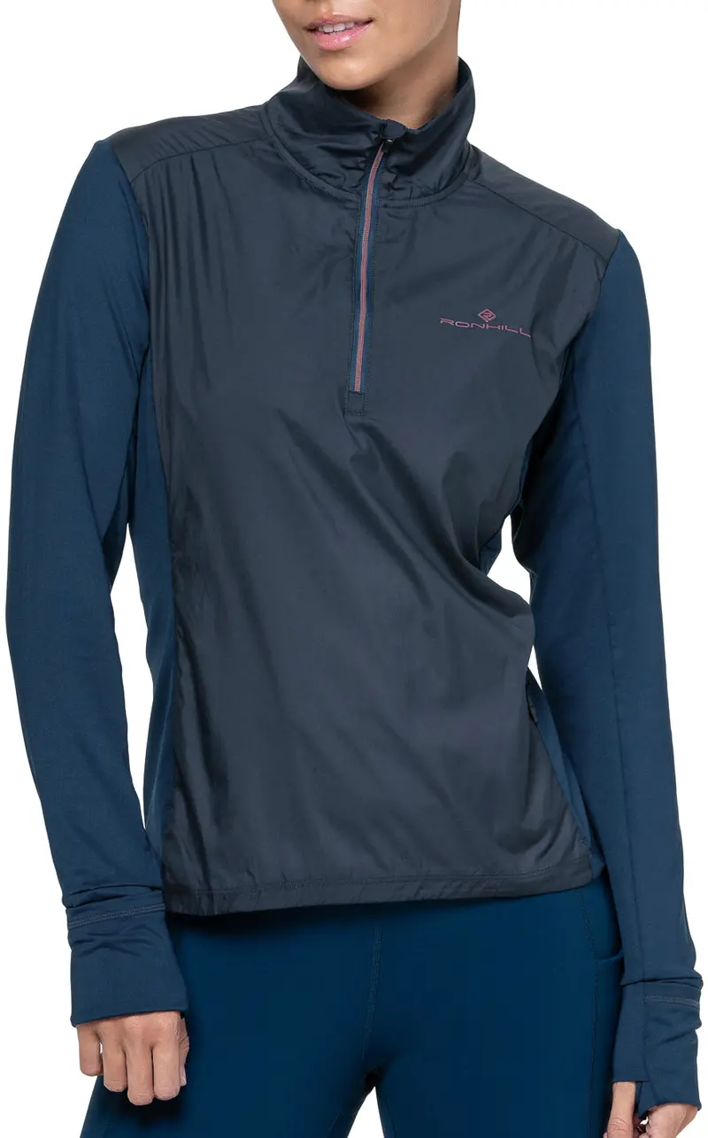 Ronhill Tech Wind-Resistant Half-Zip Running Top For Women – Navy Blue 1