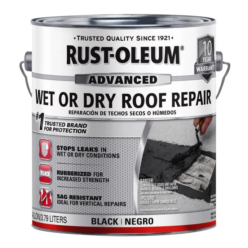 Rust-Oleum Advanced Asphalt Roof Cement, 1-Gallon Wet/Dry Repair Sealant 1