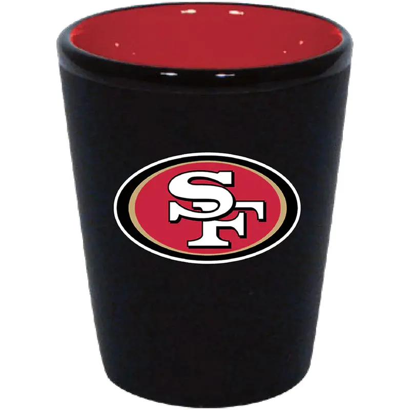 San Francisco 49Ers Ceramic Shot Glass – 2-Ounce Black With Red Interior 1