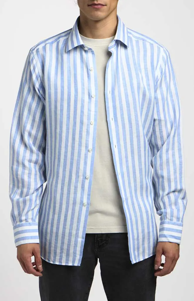 Scott Barber Coastal Linen Stripe Shirt – Long-Sleeve Breathable Top 1