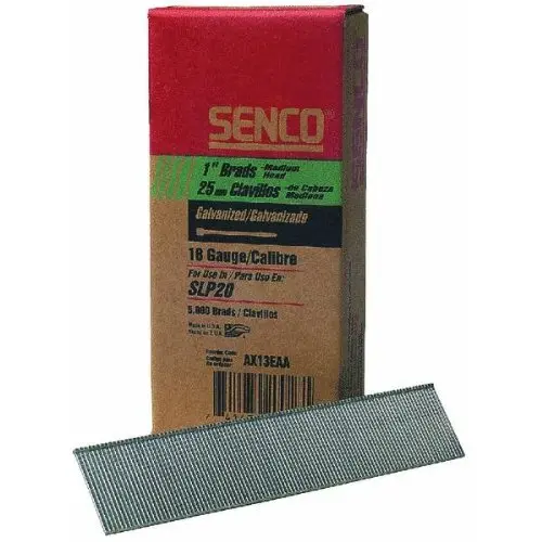 Senco Ax13Eaa Galvanized 18-Gauge 1" Brad Nails – 5,000-Pack For Trim & Detail Work 1