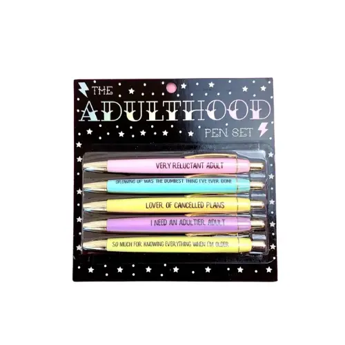 Set Of 5 Adulthood-Themed Gel Ink Pens – Humorous & Relatable Writing Tools 1