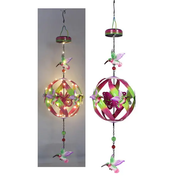 Solar Hummingbird Wind Spinner – 29-Inch Metal Outdoor Decor With Led Accent 1