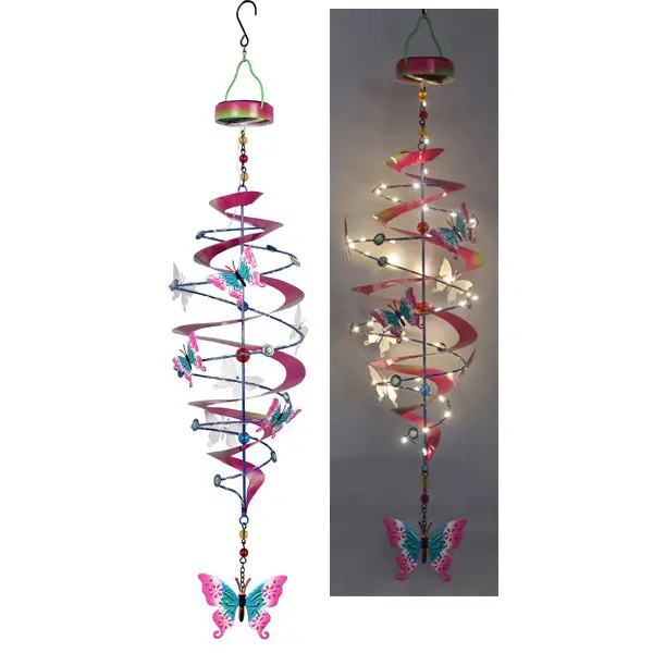 Solar-Powered Butterfly Wind Spinner – 28-Inch Metal Garden Ornament With Led Light 1