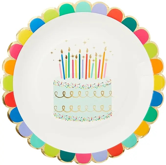 Sprinkle Birthday Dinner Plates – 8-Pack Die-Cut Paper Plates With Foil Detailing 1
