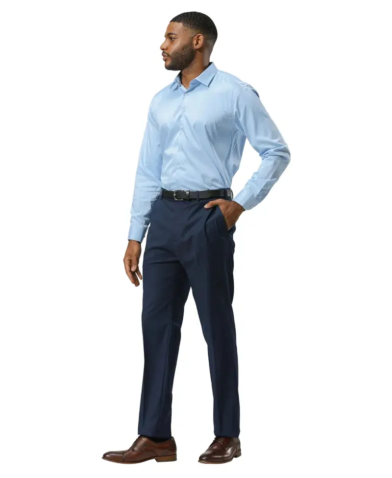 Stacy Adams Navy Solid Dress Pant For Men 1