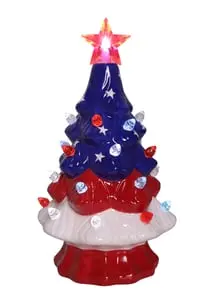 Star-Spangled Ceramic Led Tree – 7" Light-Up Patriotic Decoration By At Home By Mirabeau 1