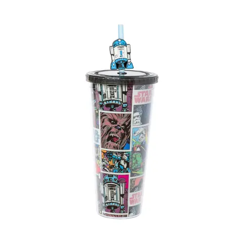 Star Wars Comic-Themed Cold Cup – 24 Oz Bpa-Free Plastic With Lid & Topper Straw 1