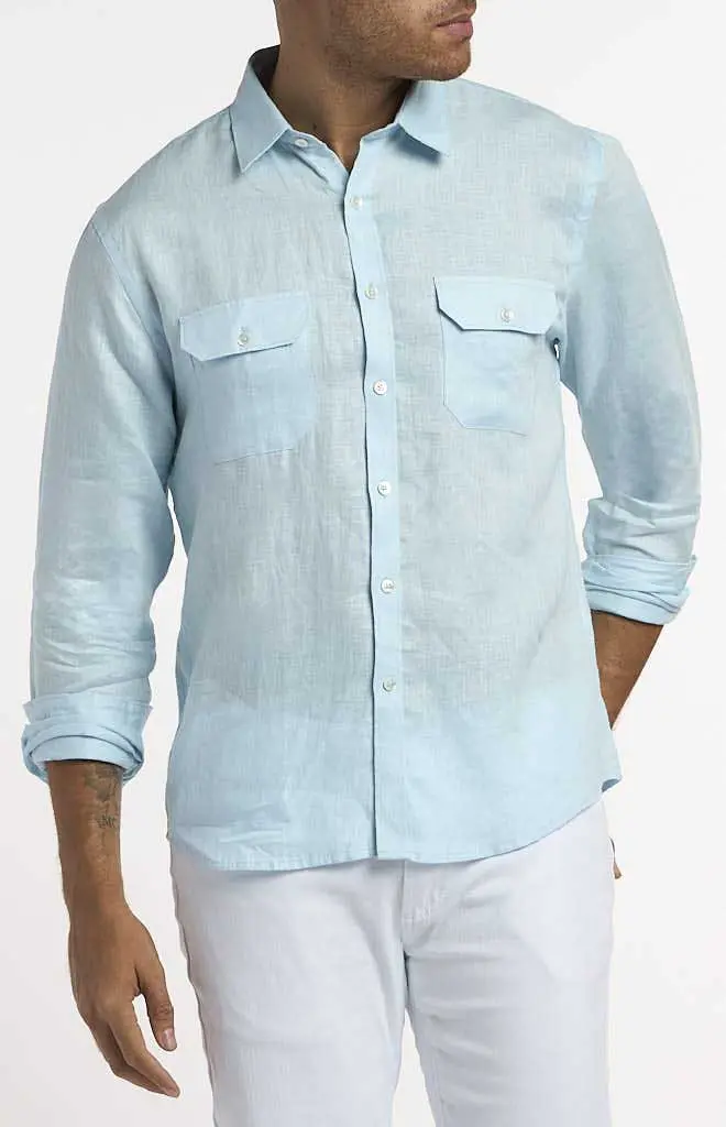 Stitch Note Long-Sleeve Classic Shirt With Chest Pockets 1