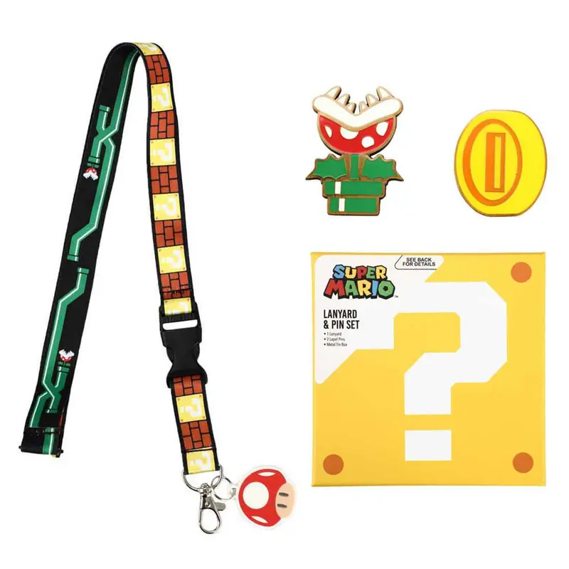 Super Mario Lanyard And Lapel Pin Gift Set – Boxed Collection 1