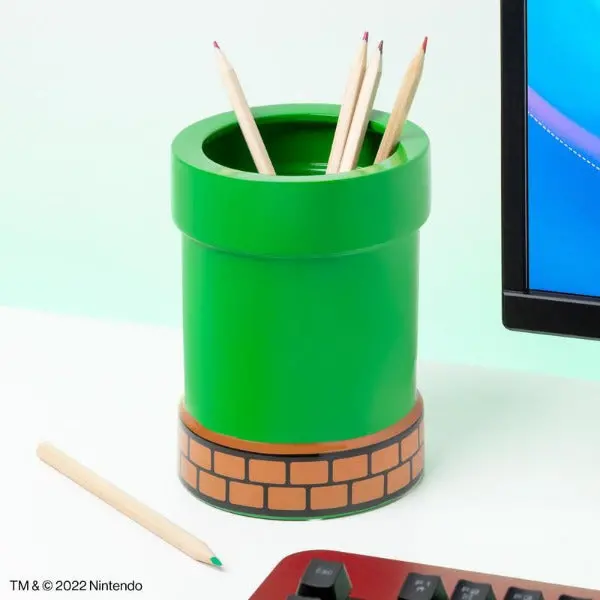 Super Mario Themed Ceramic Pen Holder With Plant-Shaped Silhouette 1