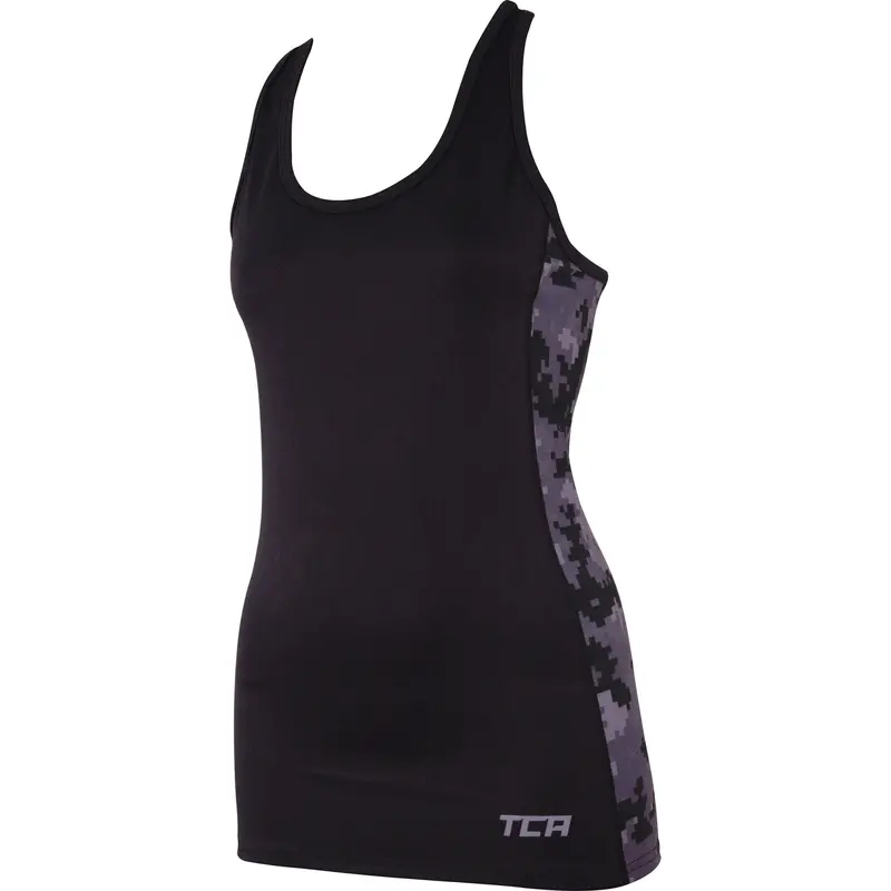 Tca Camo Print Women’S Breathable Running Vest Top – Onyx Black 1