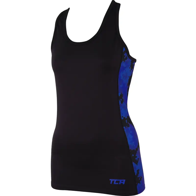 Tca Camo Print Women’S Lightweight Running Vest Top – Matte Black 1